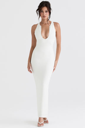 Eleanora ivory plunge maxi dress