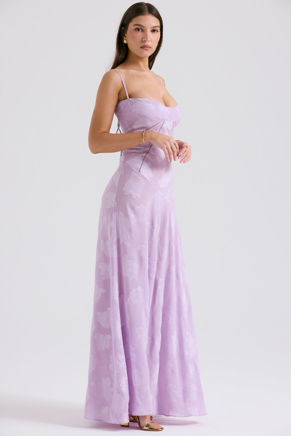 Seren orchid floral lace back maxi dress Bridesmaid Collection
