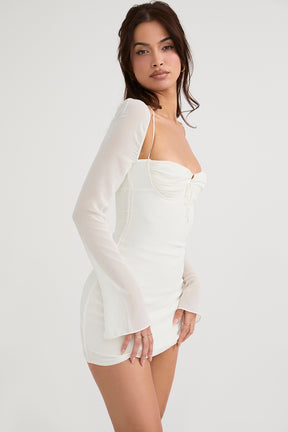 Babydoll ivory chiffon halter mini dress