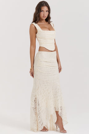 Therese vintage cream lace maxi skirt