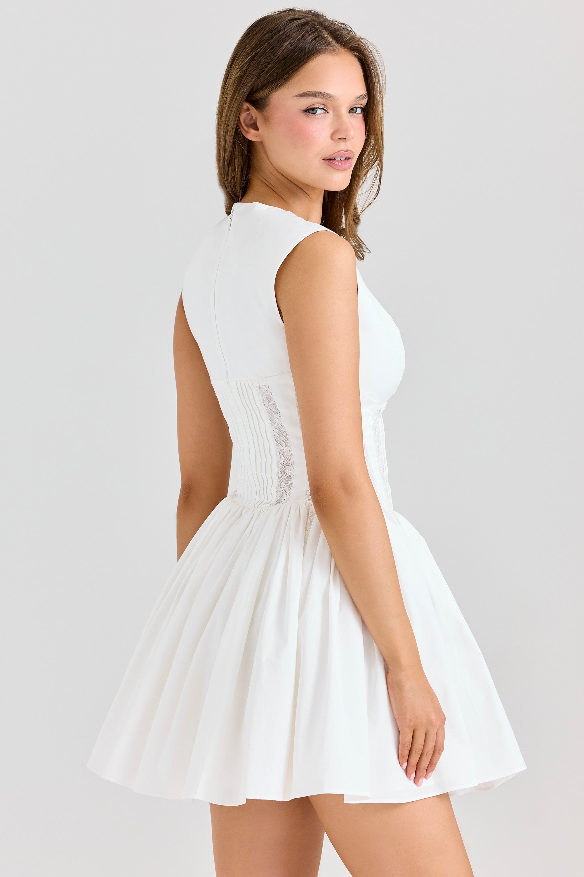 Carmel white stretch cotton mini dress