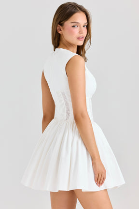 Carmel white stretch cotton mini dress