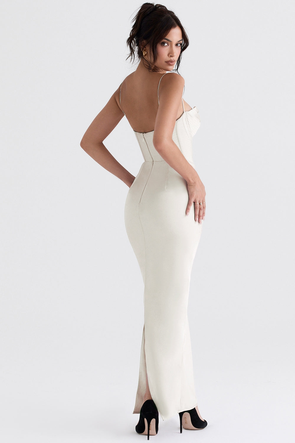 Charmaine ivory corset maxi dress