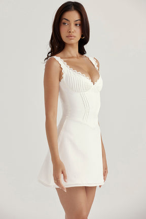 Tilly white pin tuck mini dress
