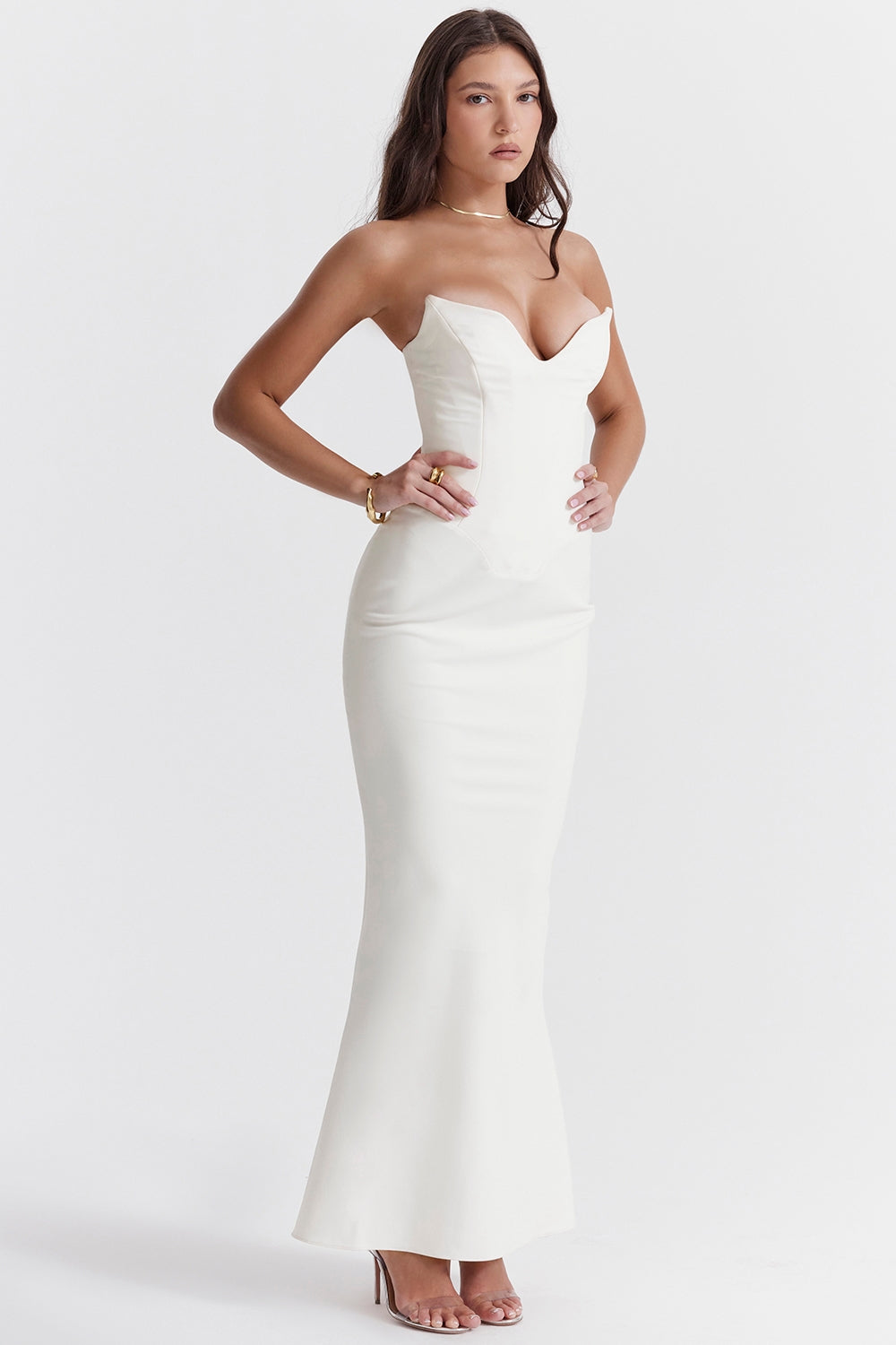 Tamara ivory strapless corset dress