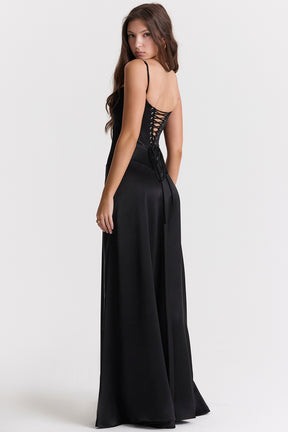 Anabella black lace up maxi dress Bridesmaid Collection