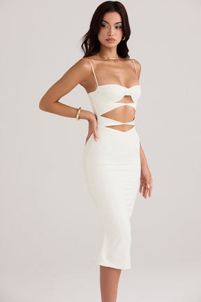 Amalia ivory satin cutout corset dress