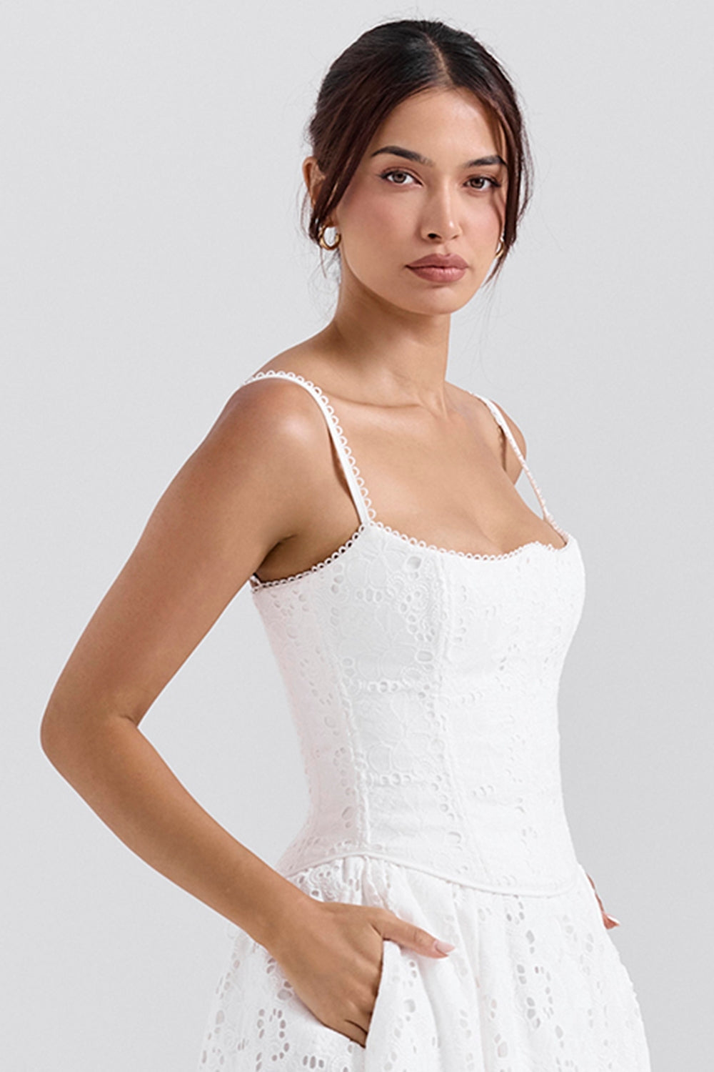 Lorina white broderie anglais corset