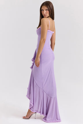 Gabbi orchid mesh ruffled front gown Bridesmaid Collection