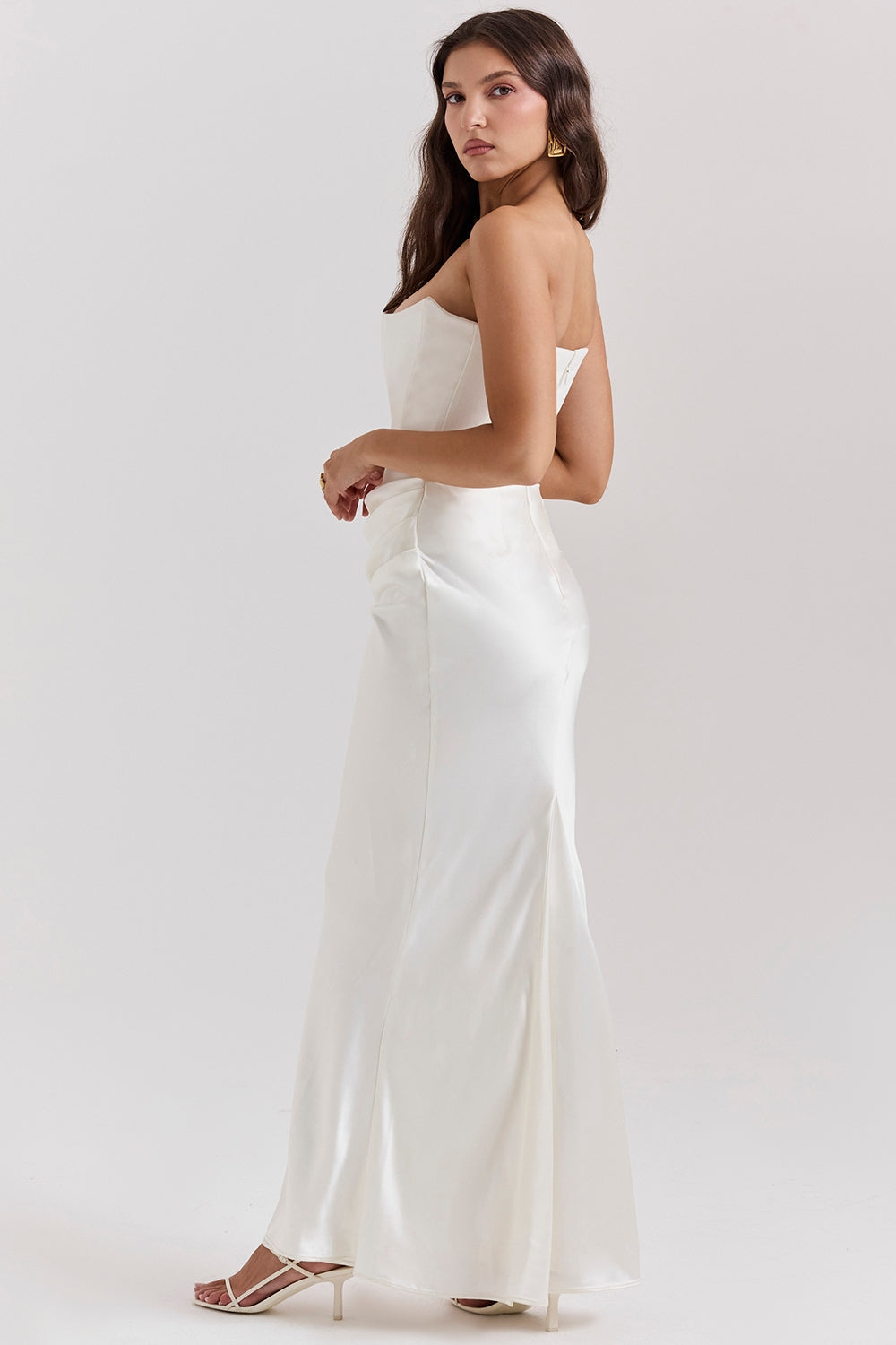 Persephone ivory strapless corset dress