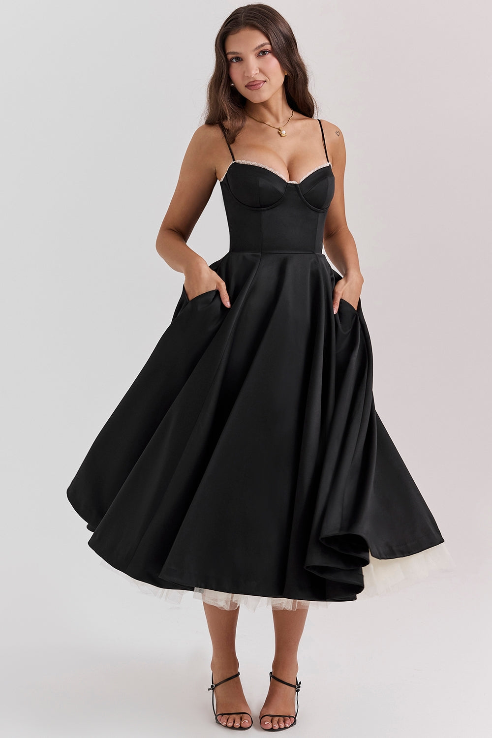 Mademoiselle black tulle midi dress Bridesmaid Collection