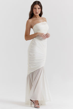 Pearla ivory ruched maxi dress