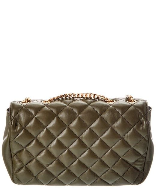 Versace Women's Grey La Medusa Quilted Leather Shoulder Bag