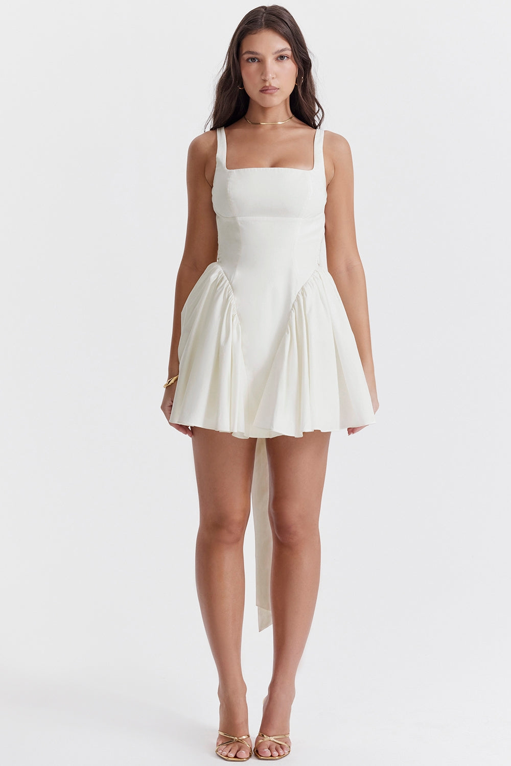 Florianne ivory cotton bow mini dress
