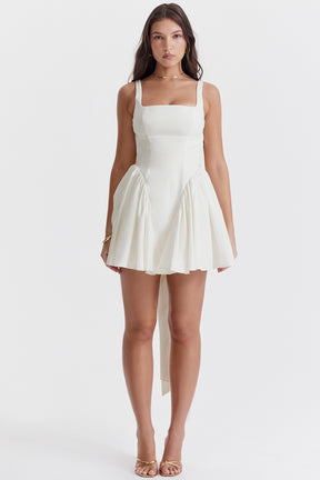 Florianne ivory cotton bow mini dress