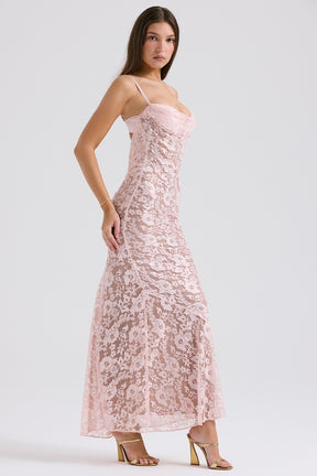 Azzurra rose pink lace godet gown Bridesmaid Collection