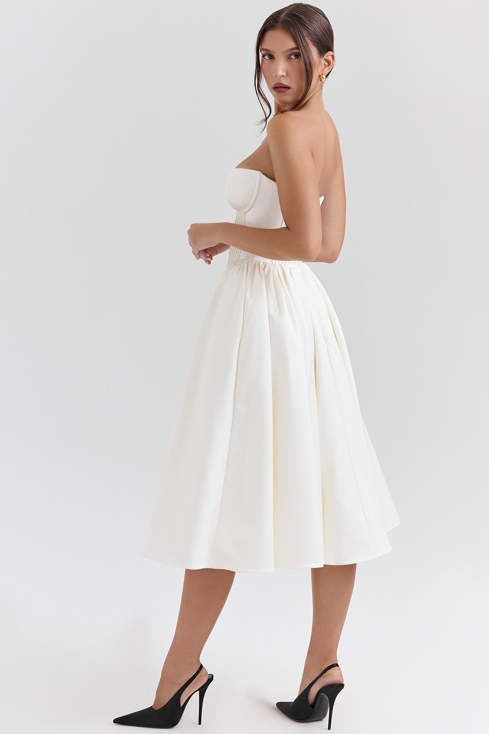 Coco vintage ivory satin midi dress