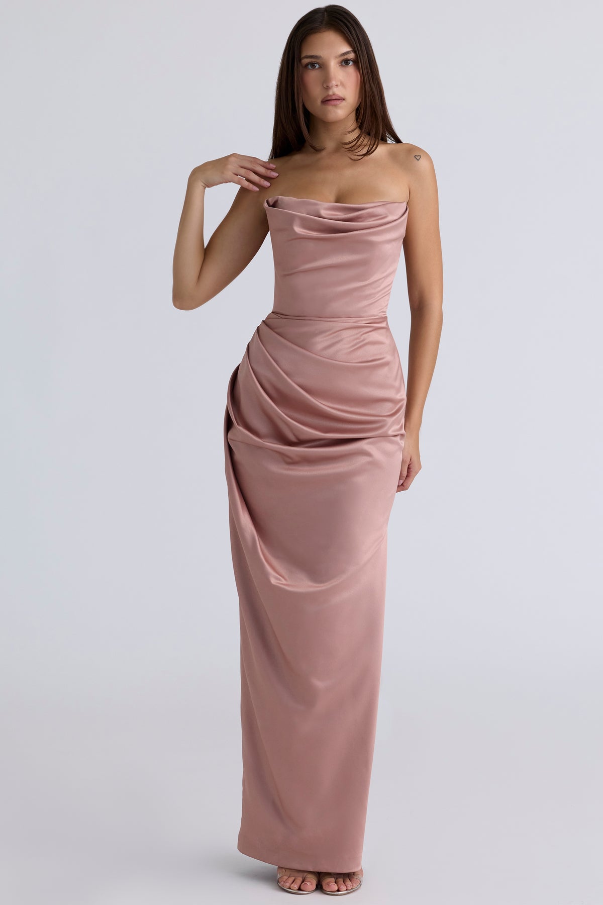 Adrienne blush satin strapless gown Bridesmaid Collection