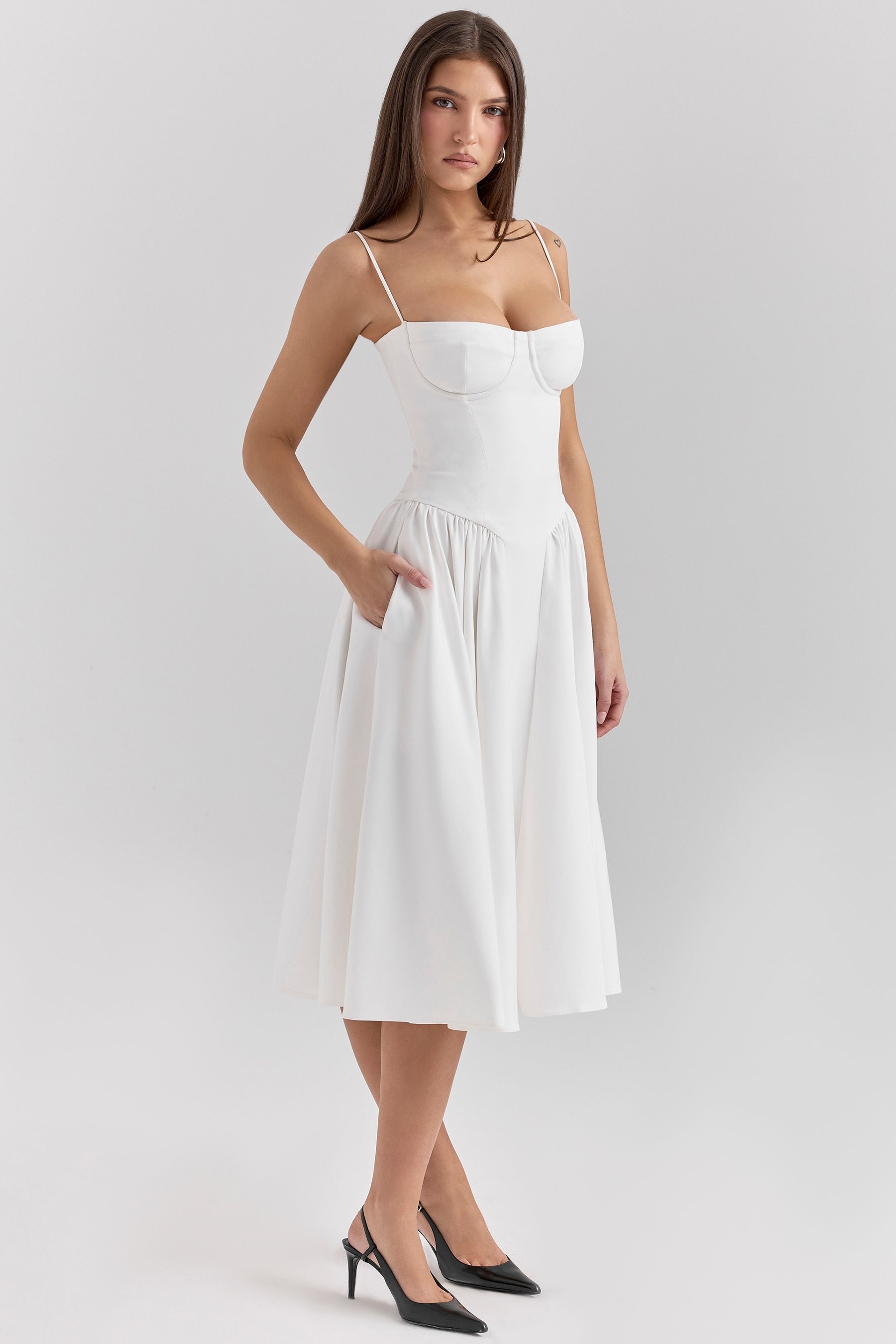 Samaria white corset midi dress