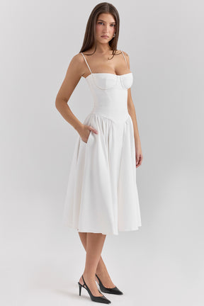 Samaria white corset midi dress