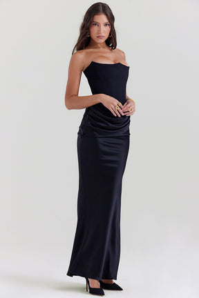 Persephone black strapless corset dress Bridesmaid Collection