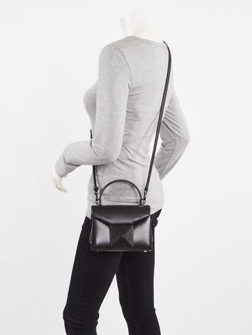 Valentino Black Lambskin Leather One Stud Mini Top Handle Bag