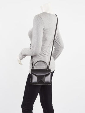 Valentino Black Lambskin Leather One Stud Mini Top Handle Bag