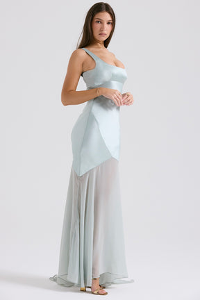 Vittoria pistachio chiffon floor length gown Bridesmaid Collection