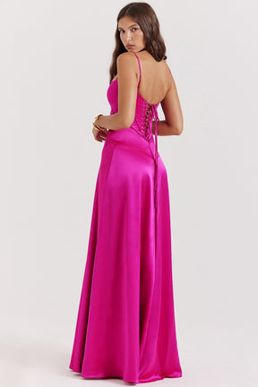 Anabella fuchsia lace up maxi dress Bridesmaid Collection
