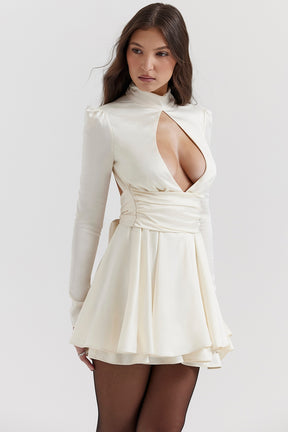 Aryana ivory bow mini dress