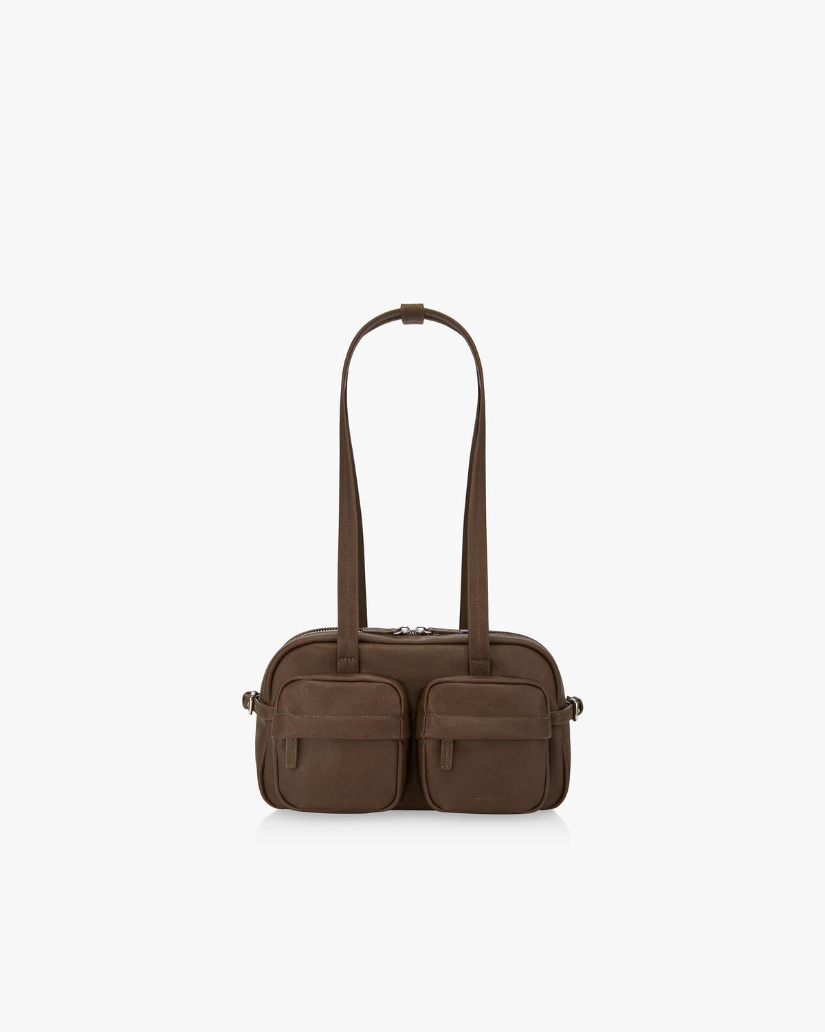 TWIN POCKET SHOULDER BAG 27 - DARK BROWN