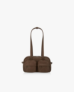 TWIN POCKET SHOULDER BAG 27 - DARK BROWN