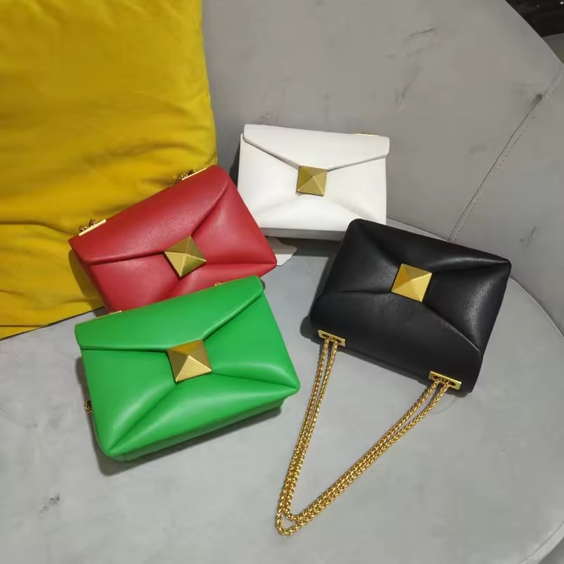 Bold Geometric Gold Chain Bag