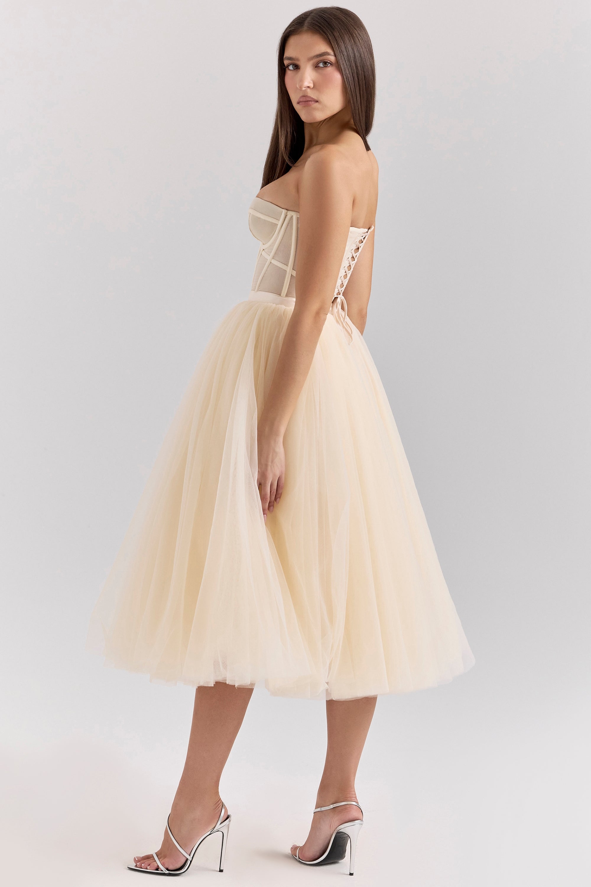 Darling vintage cream tulle midi dress