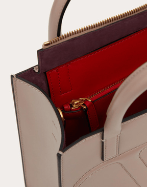VALENTINO Small Vlogo Walk Calfskin Tote Bag – Poudre
