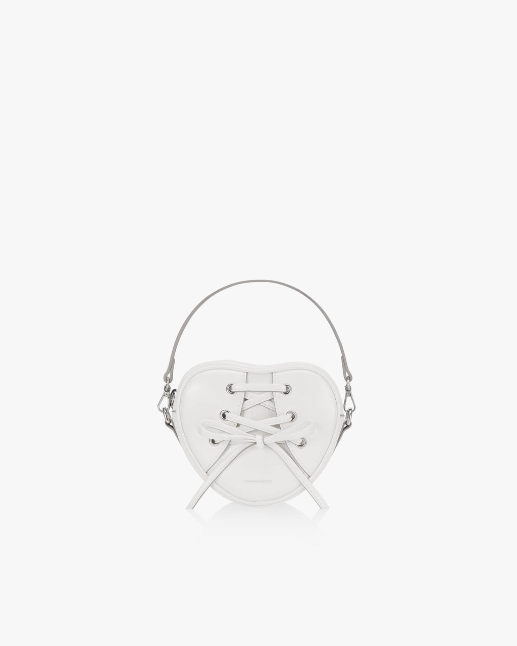 RIBBON TIE HEART BAG - WHITE
