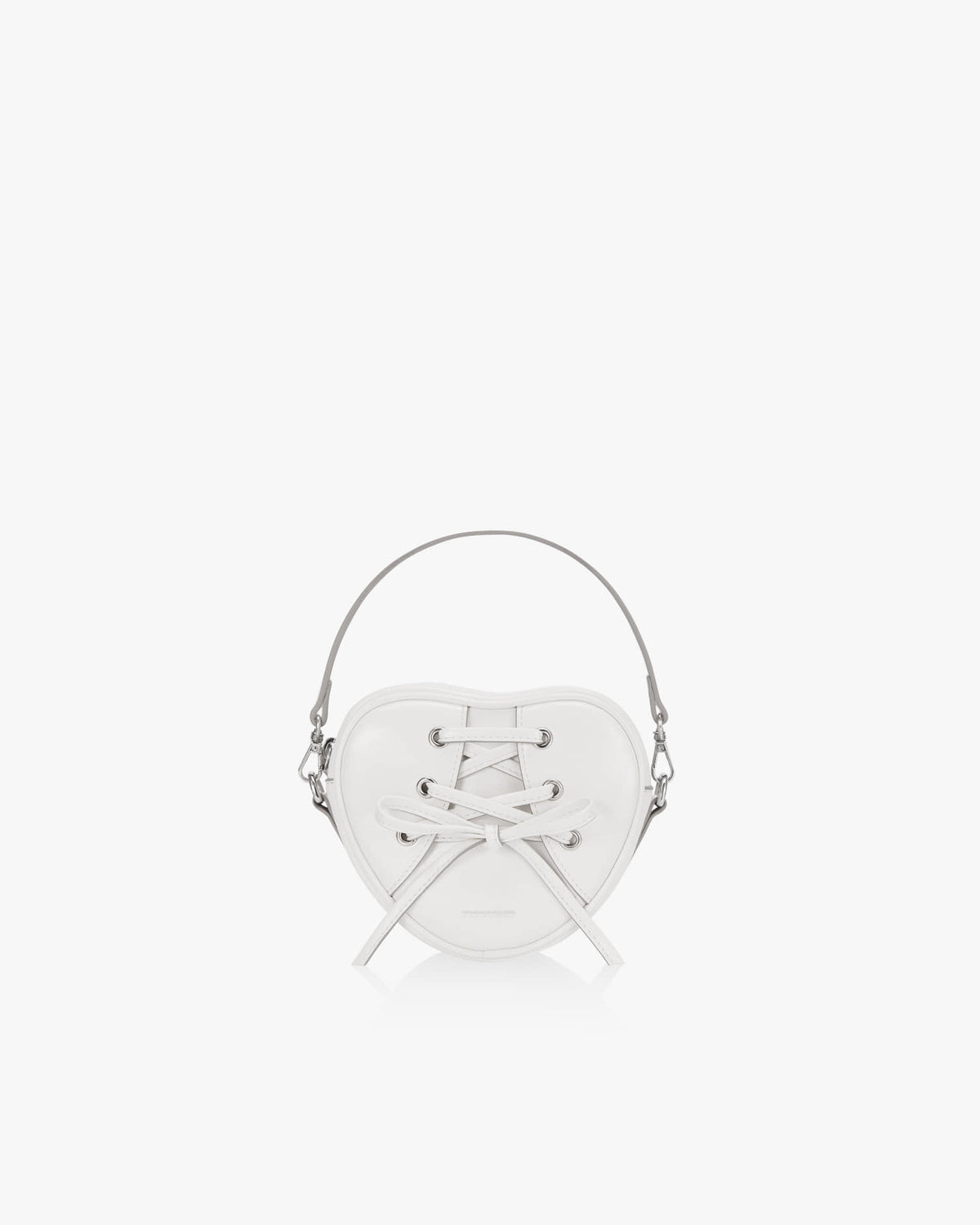RIBBON TIE HEART BAG - WHITE