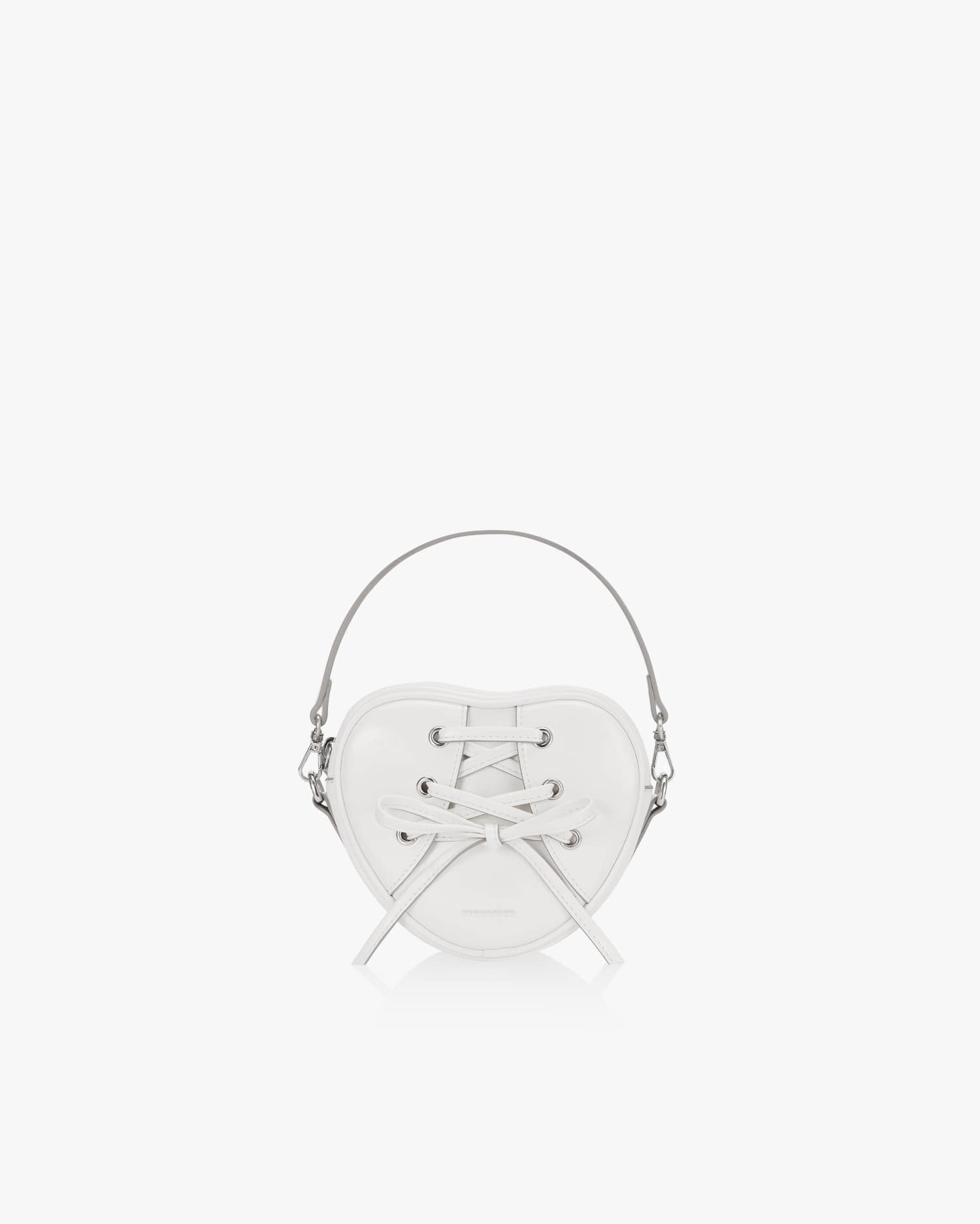 RIBBON TIE HEART BAG - WHITE