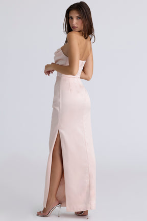 Adrienne champagne satin strapless gown Bridesmaid Collection