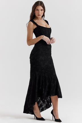 Cesca black floral maxi dress Bridesmaid Collection