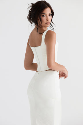 Rafa ivory satin longline corset