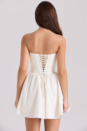Kristiana ivory cotton strapless corset mini dress