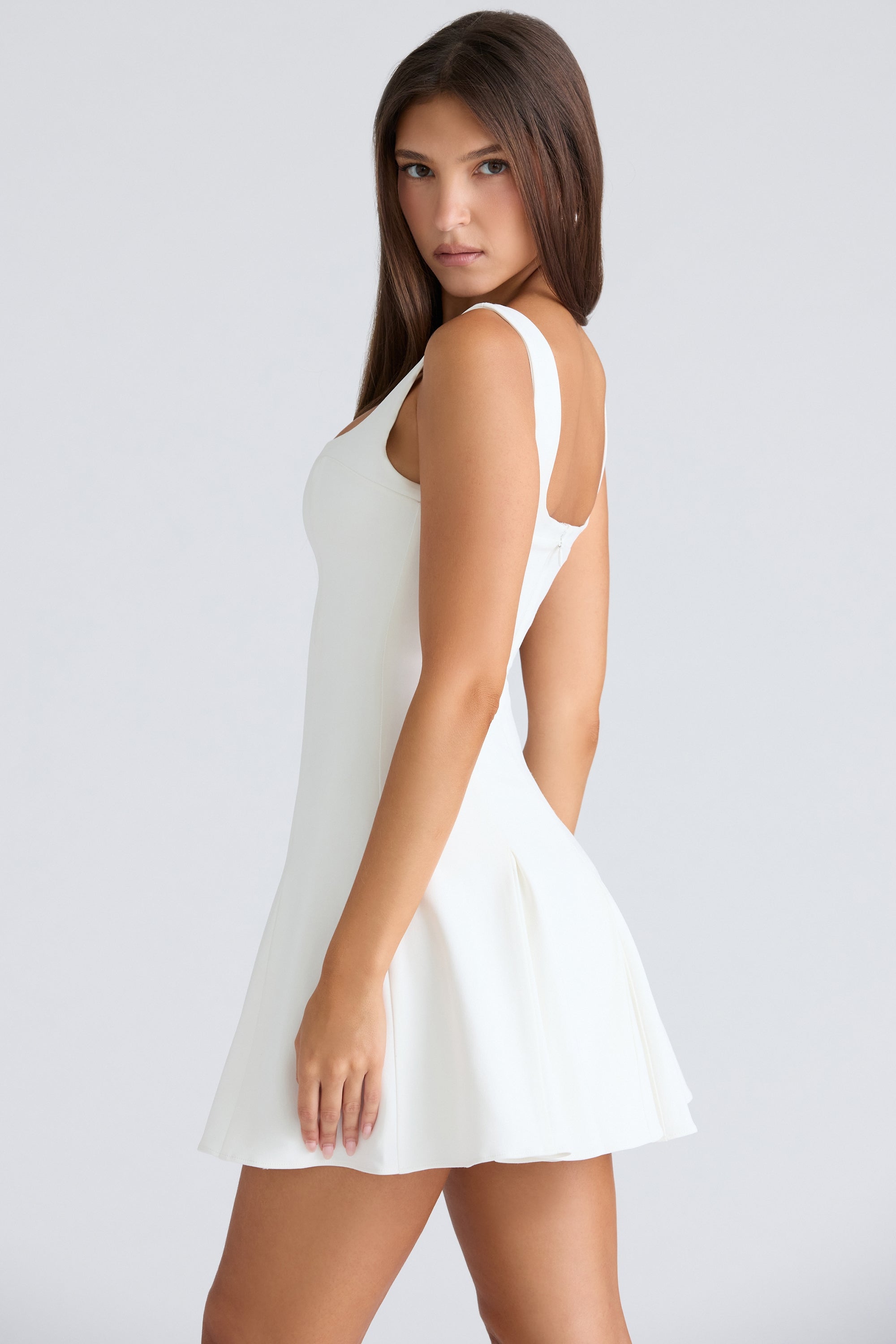 Amelie vintage ivory stretch crepe mini dress