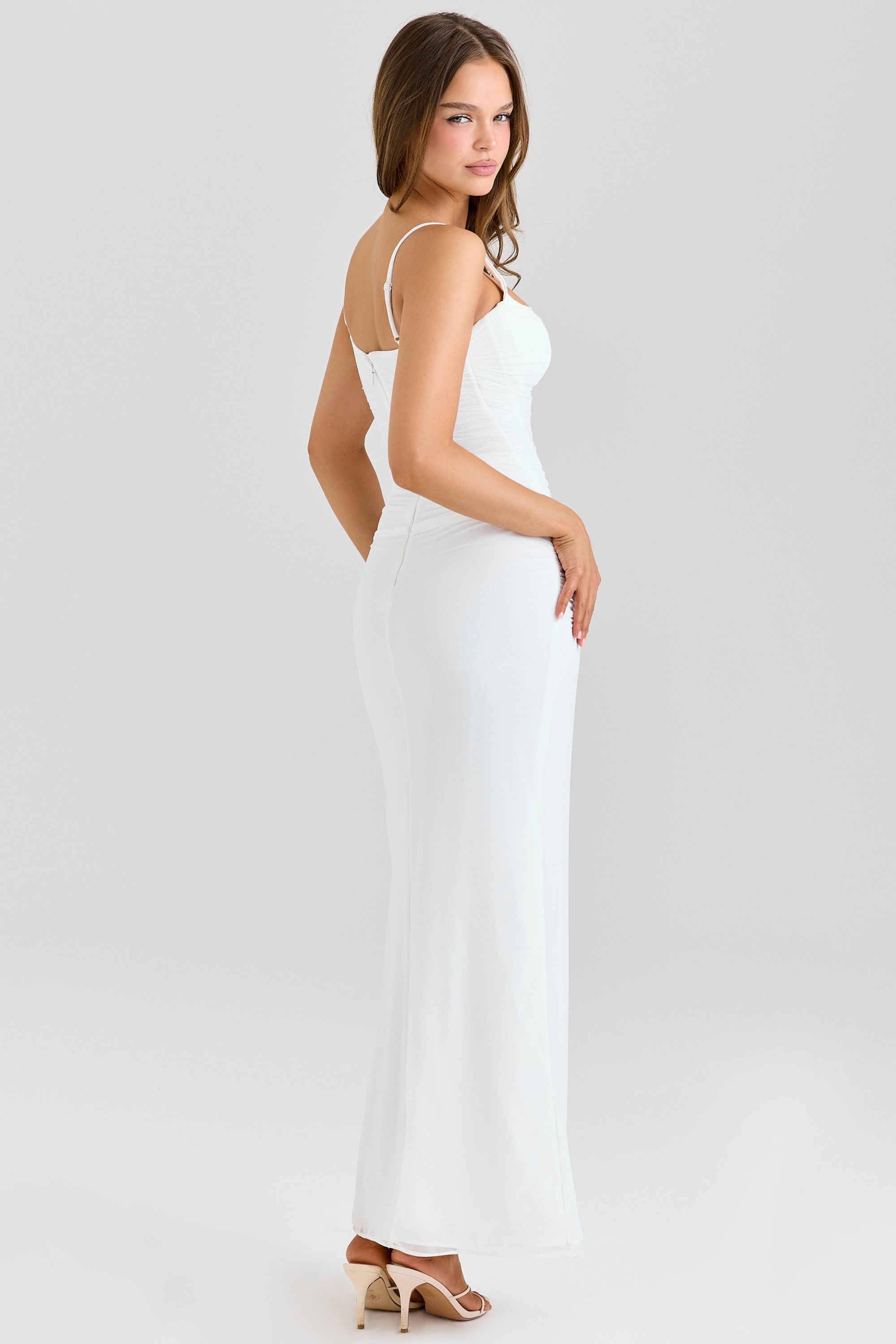 Lini white mesh maxi dress