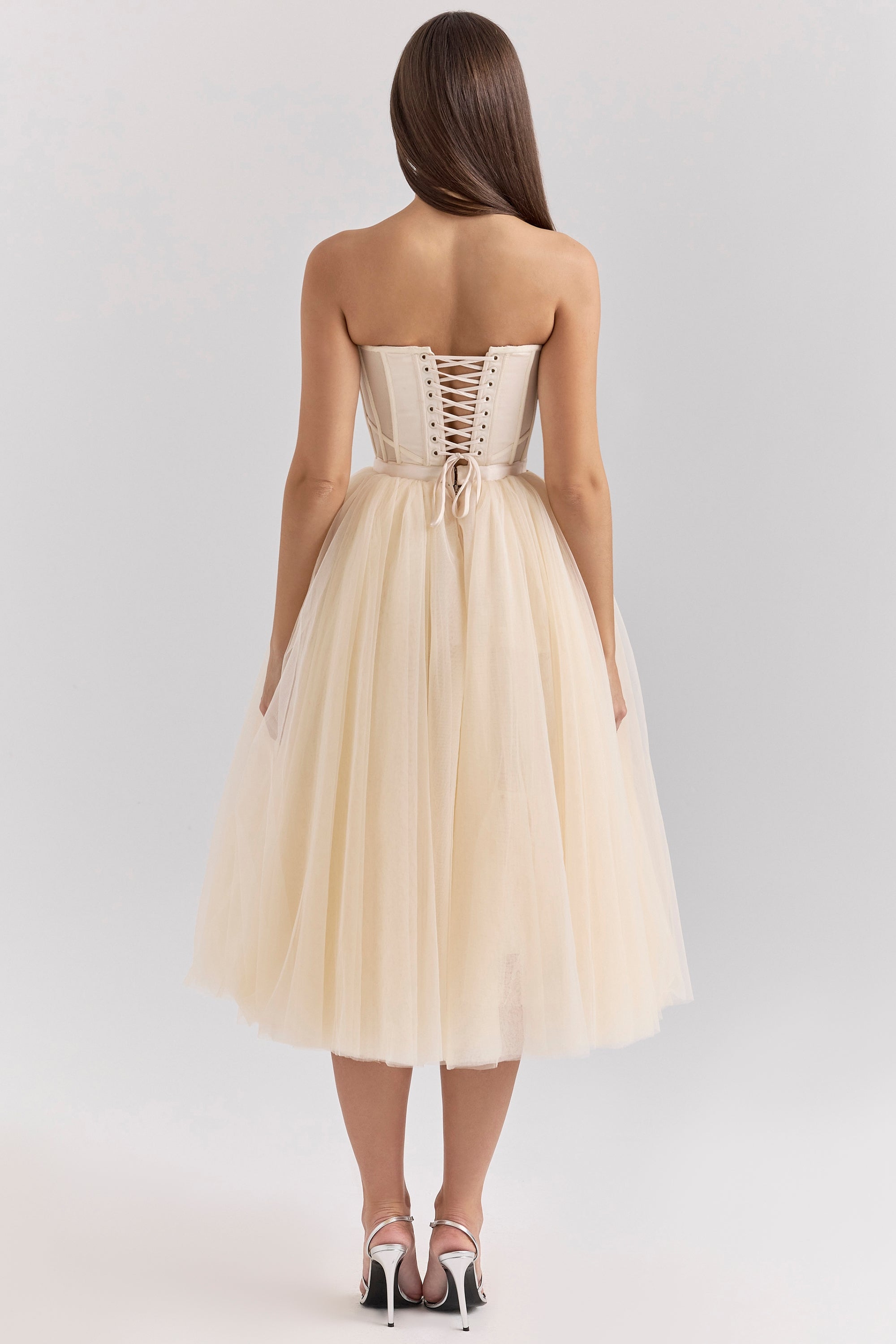 Darling vintage cream tulle midi dress