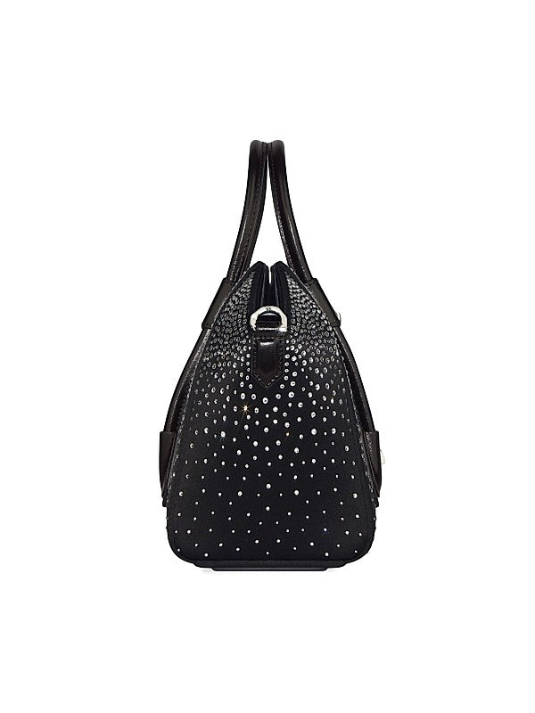 Mini Antigona Lock Bag In Satin With Strass