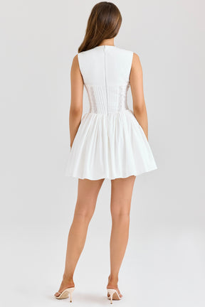 Carmel white stretch cotton mini dress