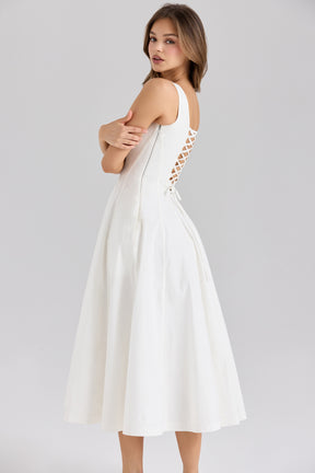 Mariabella white stretch cotton midi sundress