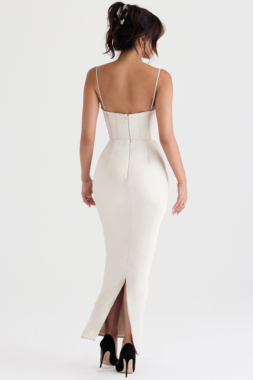 Charmaine ivory corset maxi dress