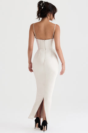 Charmaine ivory corset maxi dress